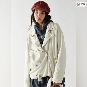 FREE PEOPLE *NWT*  Rebel Knit Soft Moto Jacket in Vanilla Crème Women’s Size XL